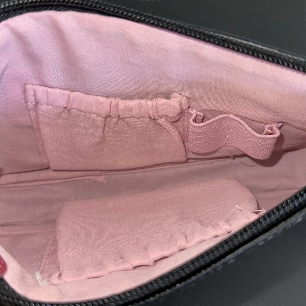 “K” initial black & pink wristlet, makeup, toiletry, cosmetic bag - Picture 6 of 8